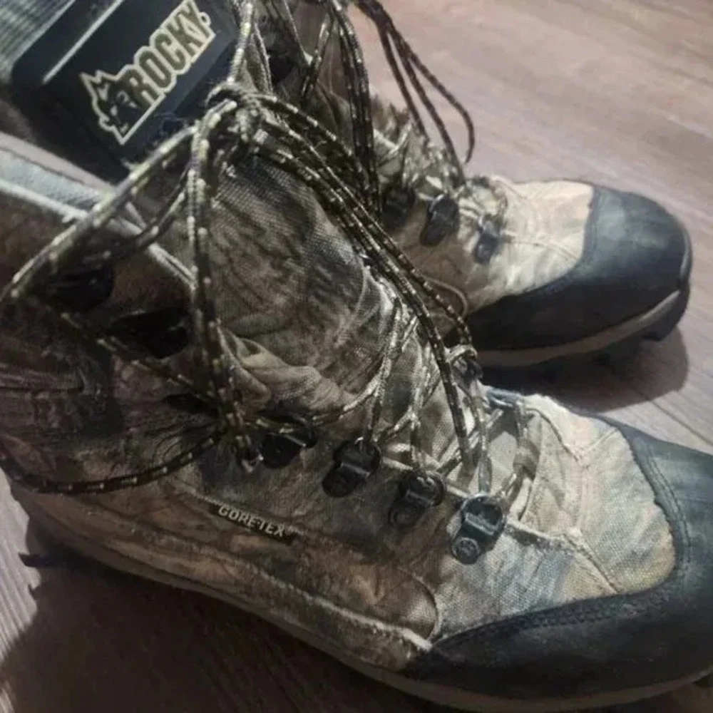 Rocky Lynx GTX Hunting Boots Mens‎ 13 Gore-Tex Camo Woodland Lace Up Waterproof